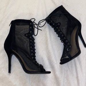 Stiletto Lace Up Mesh Heels